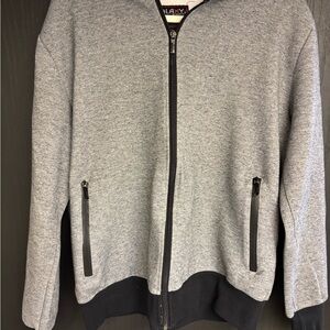 Galaxy By Harvic Heather Gray and Black Sweatshirt Zip Up Hoodie